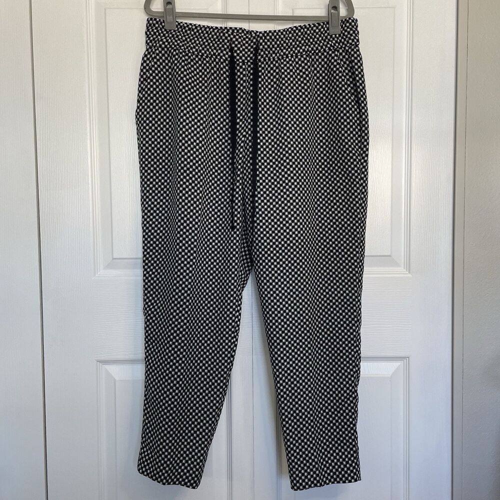 Ann Taylor Pull-On Pants Black & White Geometric Print Size 14